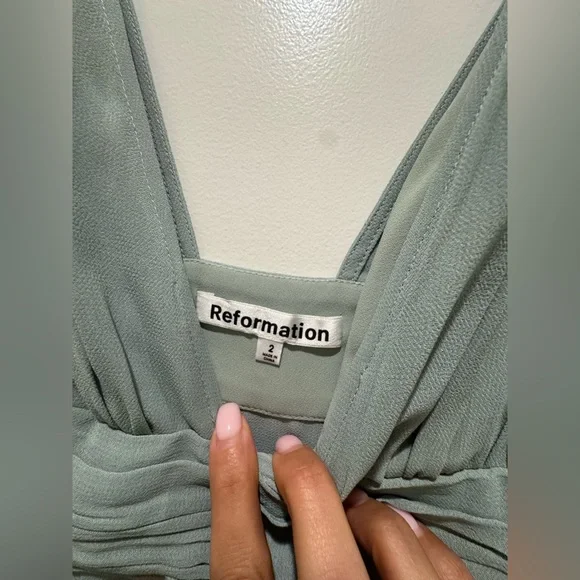 NWT Reformation Rosalind Maxi Dress Gown Celadon Blue Wedding Party Cocktail - Picture 5 of 5